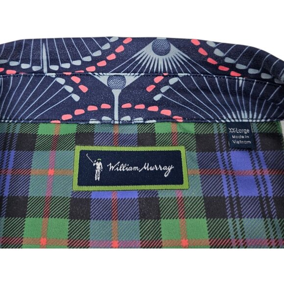 William Murray Polo Shirt Golf Clubs All Over Print Men's XXL Blue Performance - Picture 5 of 12